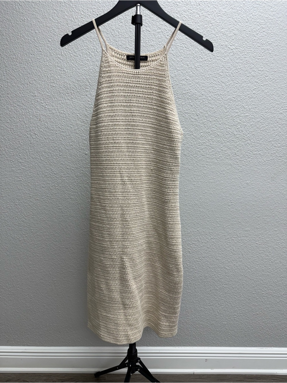 Trendy Banana Republic Cream Knit Midi Beach Vacation Resort Dress Y2K